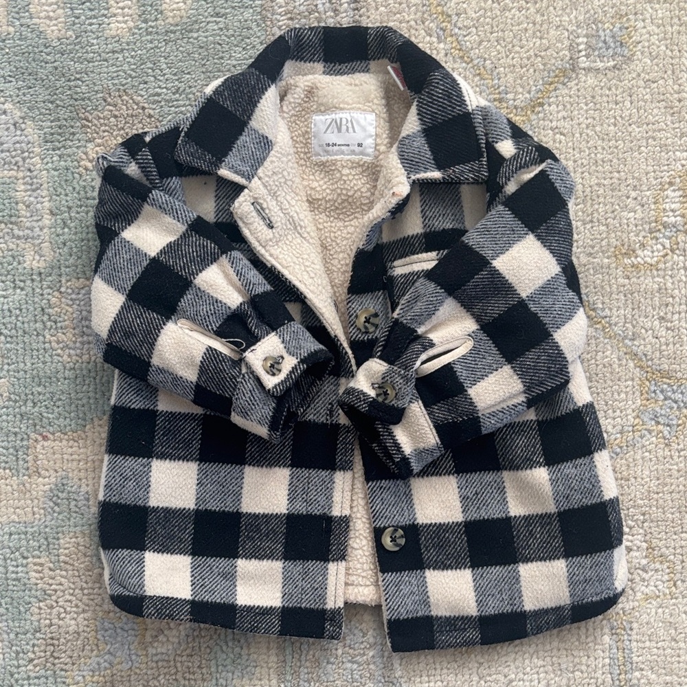 Zara Kids Checkered Fleece Jacket